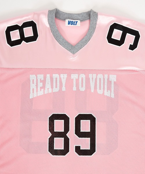 tシャツ a.p.o.v. サテン×メッシュ×リブ切替ナンバリングオーバー