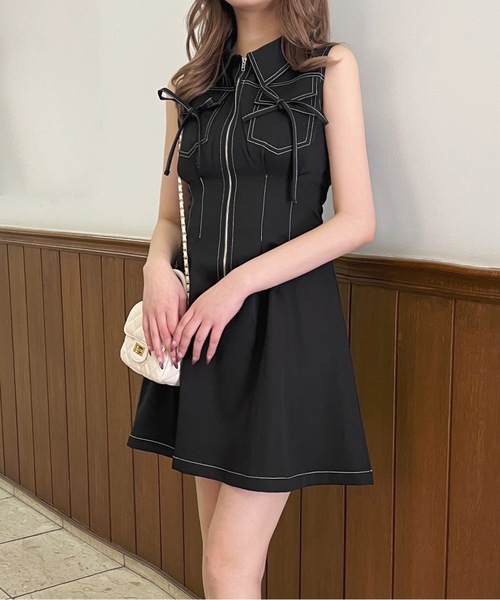 one way（ワンウェイ） ワンピース ノースリフロントジップワンピース