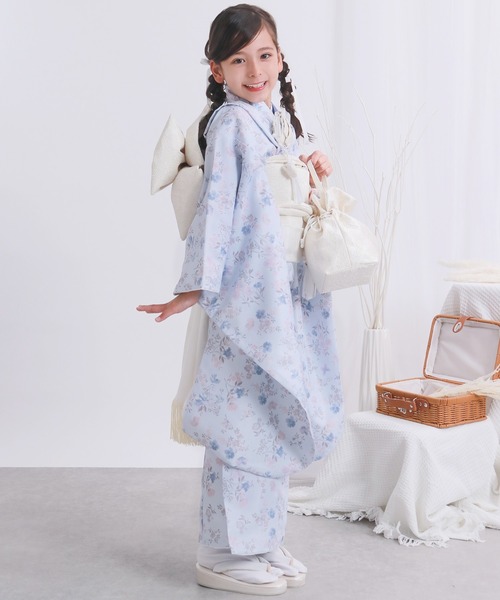 着物 七五三 着物 四つ身 7歳 女の子 15点セット くすみ キッズ 子供