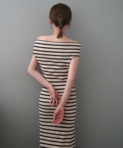 ワンピース 半袖 offshoulder tight long dress /オフショルダー半袖
