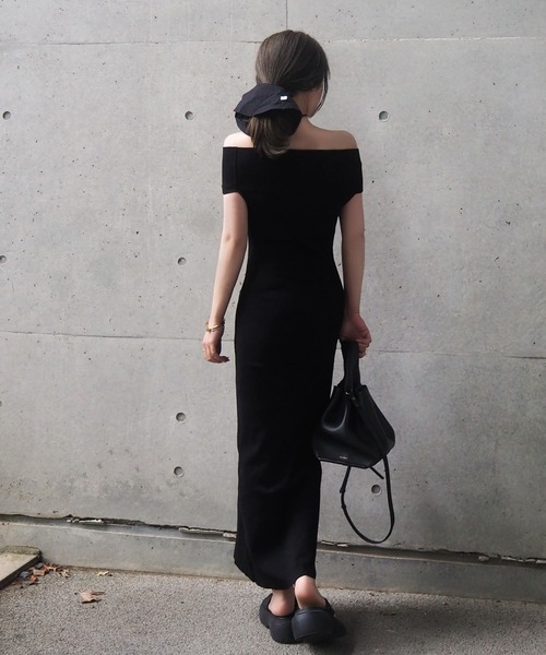 ワンピース offshoulder tight long dress /オフショルダー半袖タイト