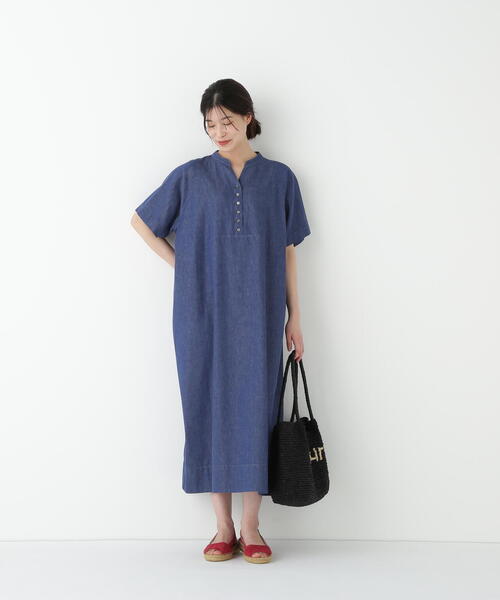 ヒューマンウーマン／定価2.2万 3way デニムワンピース 半袖 ロング丈 human woman（ヒューマンウーマン） ワンピース 半袖 「WEB限定カラー