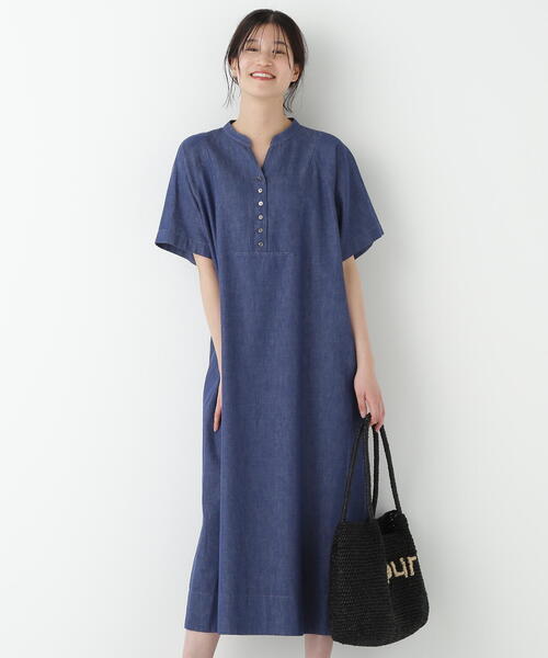 ヒューマンウーマン／定価2.2万 3way デニムワンピース 半袖 ロング丈 human woman（ヒューマンウーマン） ワンピース 「WEB限定カラー