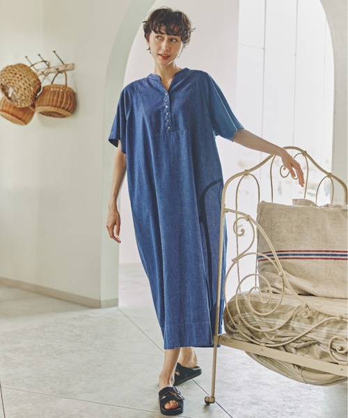 ヒューマンウーマン／定価2.2万 3way デニムワンピース 半袖 ロング丈 human woman（ヒューマンウーマン） ワンピース 「WEB限定カラー