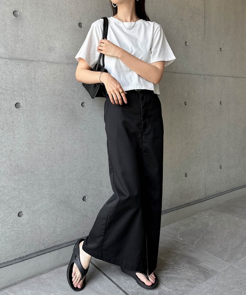 andme（アンドミー） スカート 前スリットチノロングタイトスカート
