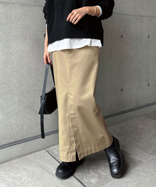 andme（アンドミー） スカート 前スリットチノロングタイトスカート