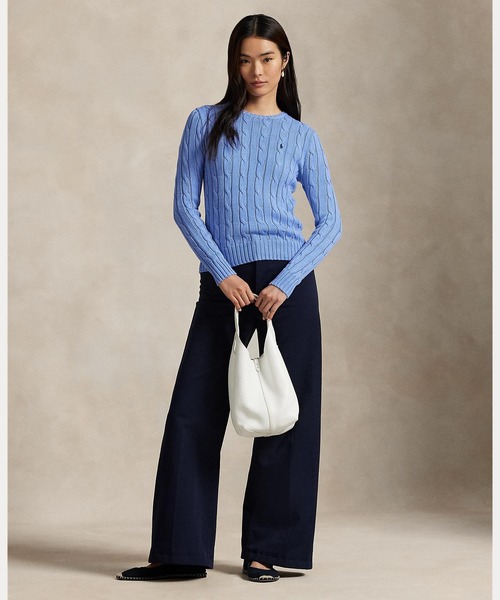 美品★POLO RALPH LAUREN　コットン　ケーブルニット　ライトブルー POLO RALPH LAUREN（ポロ・ラルフローレン） ニット セーター ケーブル