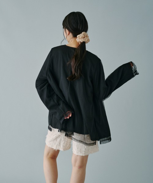 terrace ジャケット テーラードジャケット チュールレースレイヤード