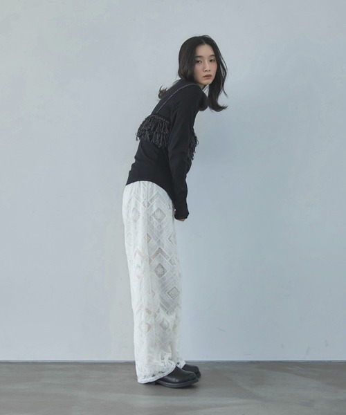 【OFF WHITE】フェザーフリンジニットビスチェ WEB限定】フリンジニットビスチェ
