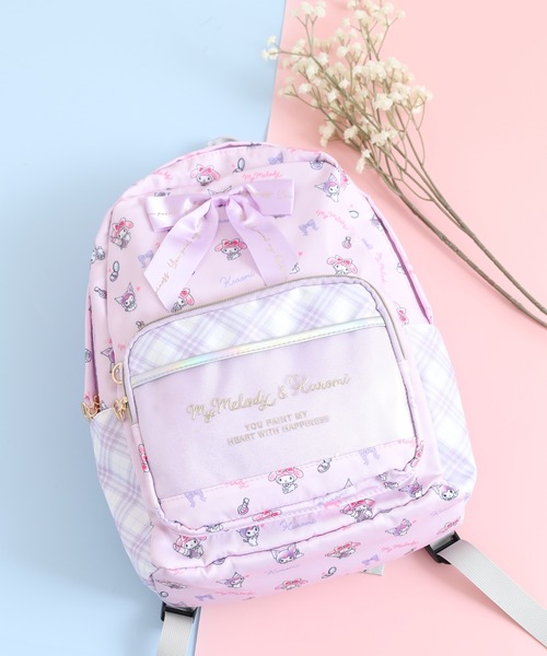 サンリオ柄リュックサック sanrio（サンリオ） リュック サンリオ総柄リボン付 Dパック キッズ