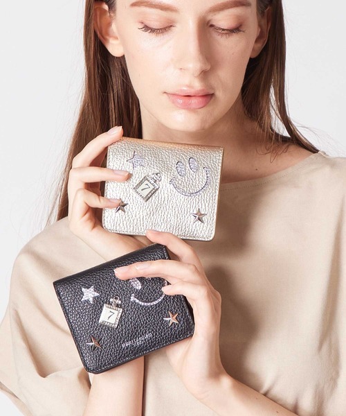 ◾︎極美品◾︎ サロンドアルファード ルクーチェ 二つ折り ミニ財布 レザー 黒 SALON DE ALFURD TOKYO 二つ折り財布 財布 レディース ミニ財布 二