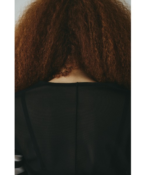 HeRIN.CYE tシャツ Border sleeve mesh inner tops ボーダースリーブ