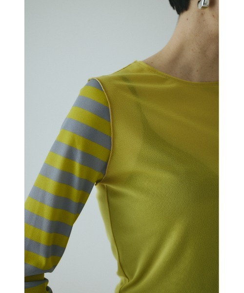 HeRIN.CYE tシャツ Border sleeve mesh inner tops ボーダー