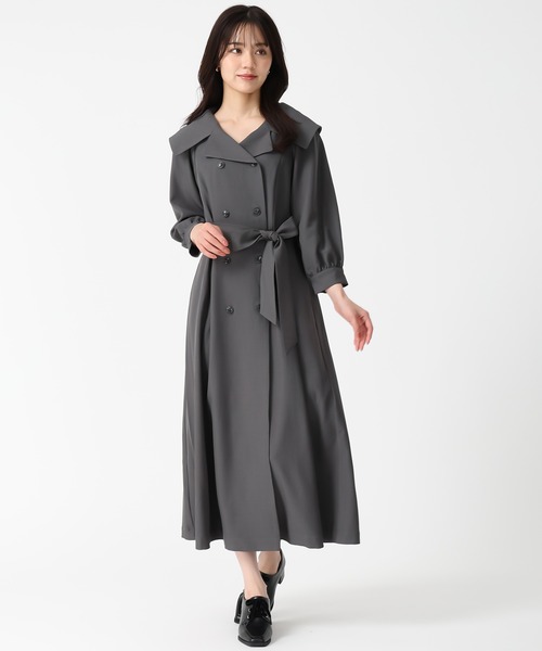 31 Sons de mode ワンピース 2025秋冬新作 ビッグ襟付きトレンチ風