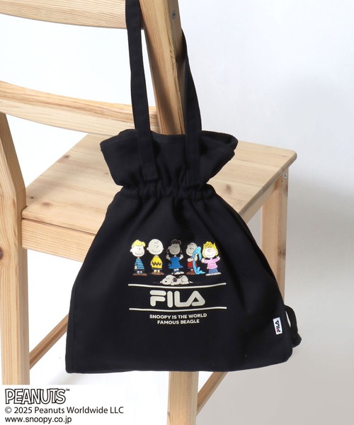PEANUTS トートバッグ FILA×PEANUTS SNOOPY キャラクタープリント 