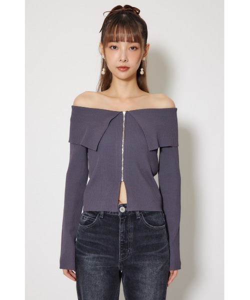 rienda（リエンダ） ニット セーター フロントZIPリブニットTOP 秋服