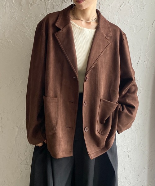 She's Closet ジャケット テーラードジャケット フェイクスエード長袖