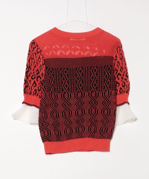 「FURFUR」 7分袖ニット FREE レッド レディース_画像2