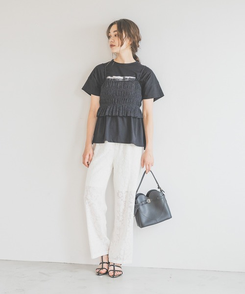 「mysty woman」 イージーパンツ FREE オフホワイト レディース_画像3