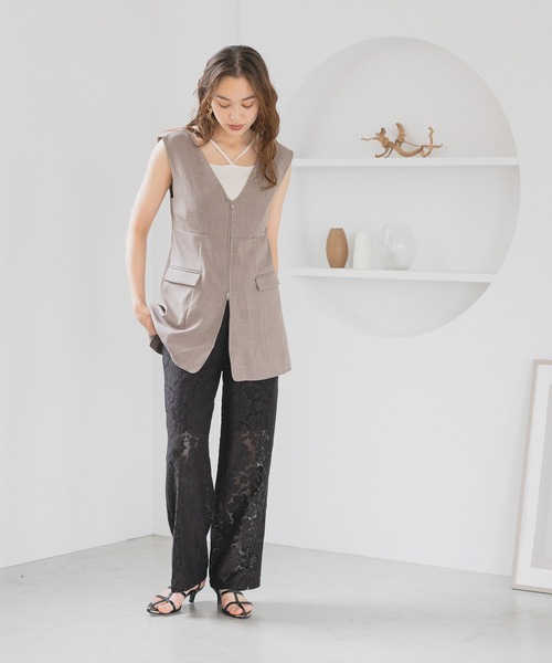 「mysty woman」 イージーパンツ FREE オフホワイト レディース_画像4