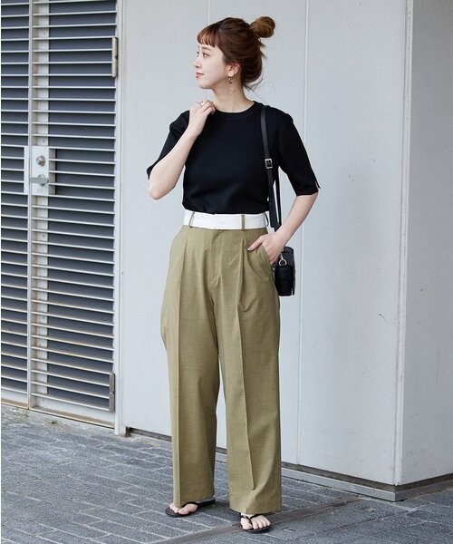 「B.C STOCK」 「Simplicite」半袖ニット FREE ブルー レディース_画像9