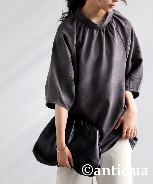「antiqua」 「pattentorso」半袖ブラウス ONESIZE ブラック レディース_画像6