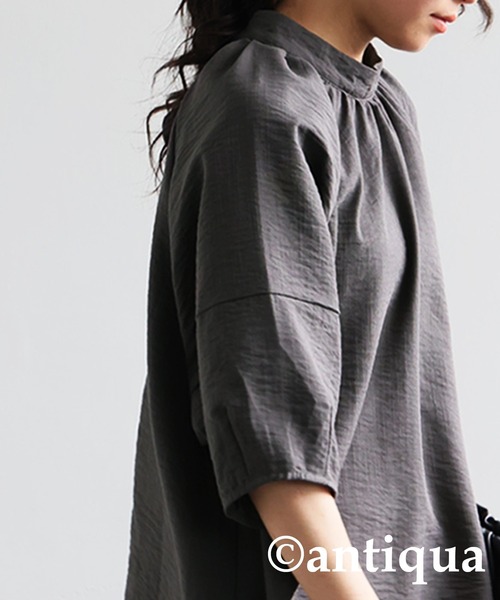 「antiqua」 「pattentorso」半袖ブラウス ONESIZE ブラック レディース_画像7