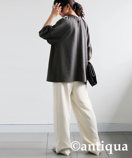 「antiqua」 「pattentorso」半袖ブラウス ONESIZE ブラック レディース_画像8