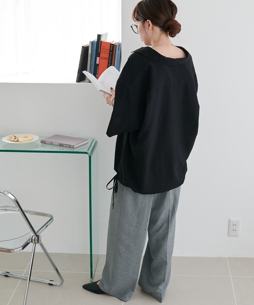 「DISCOAT」 半袖ブラウス MEDIUM ライトグレー レディース_画像6