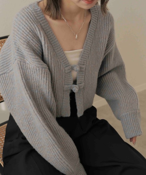 「Reurie'」 ニットカーディガン FREE ブルー レディース_画像4