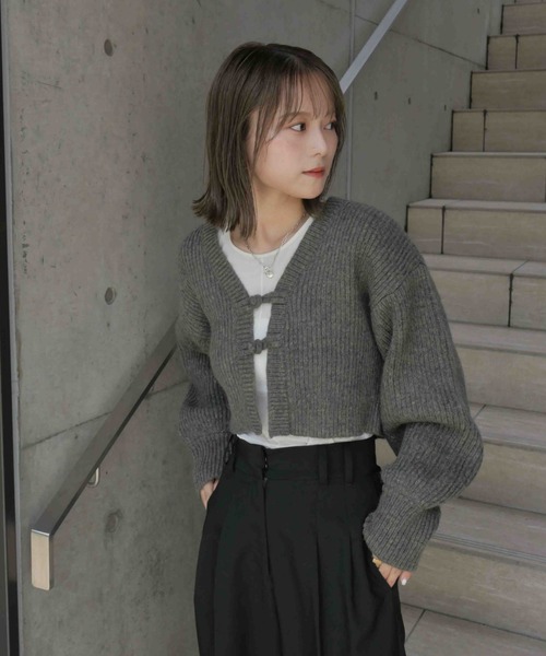 「Reurie'」 ニットカーディガン FREE ブルー レディース_画像6