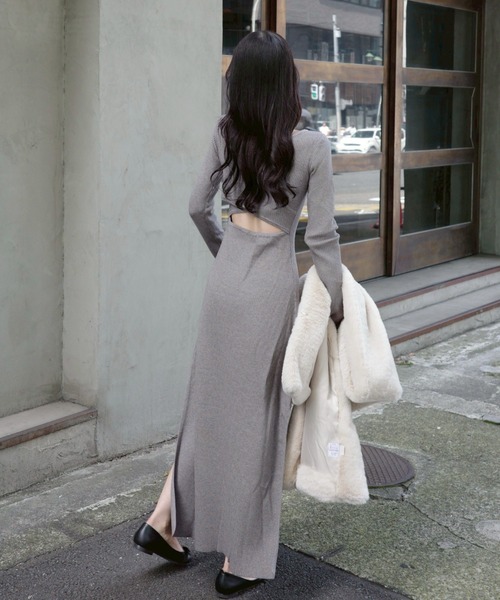 ACYM（アシーム） ワンピース Back open mix knit ワンピース