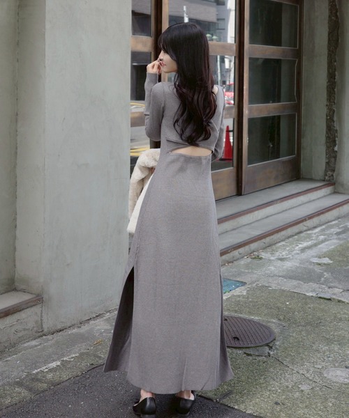 ACYM（アシーム） ワンピース Back open mix knit ワンピース