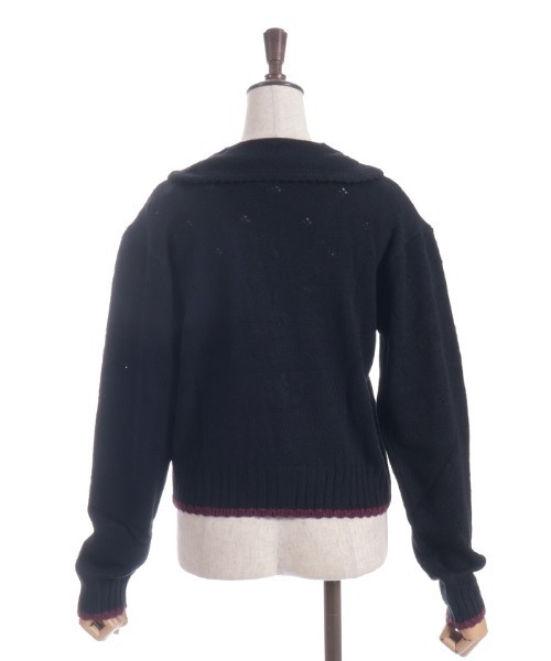 ともっち　新品☆アクシーズファムのリボン通しお花刺繍カーディガン axes femme（アクシーズ ファム） カーディガン フラワーリボン刺繍