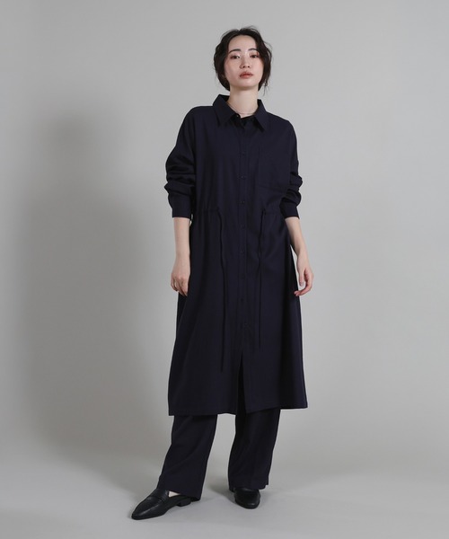 select MOCA Et シャツワンピース 「Et」Linen-blend Waist Drawstring