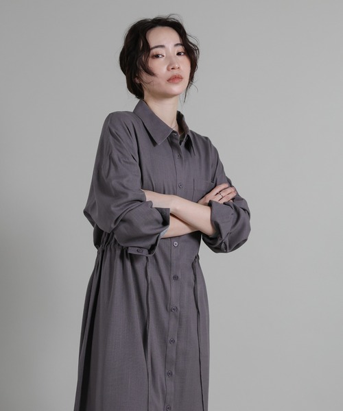 select MOCA Et シャツワンピース 「Et」Linen-blend Waist Drawstring