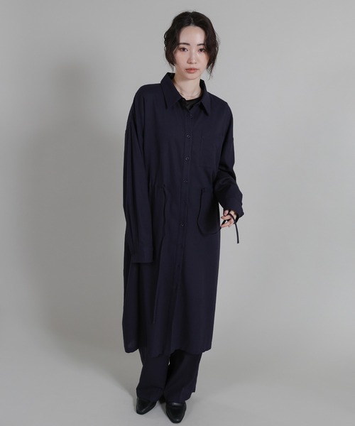 select MOCA Et シャツワンピース 「Et」Linen-blend Waist Drawstring