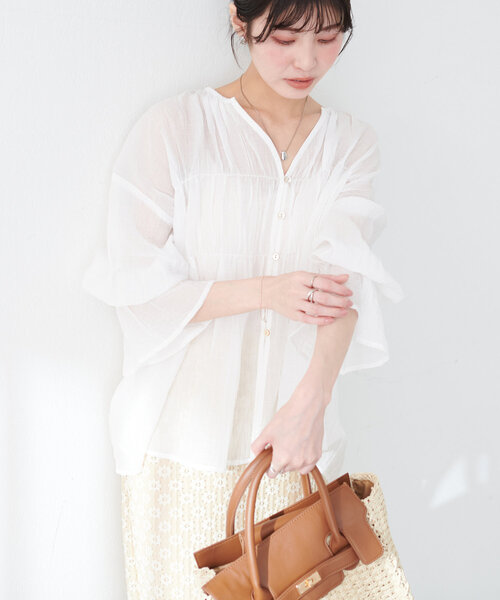 「natural couture」 長袖ブラウス FREE オフホワイト レディース_画像3