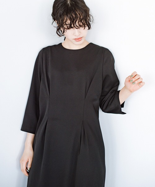 「haco!」 7分袖ワンピース MEDIUM ネイビー レディース_画像2