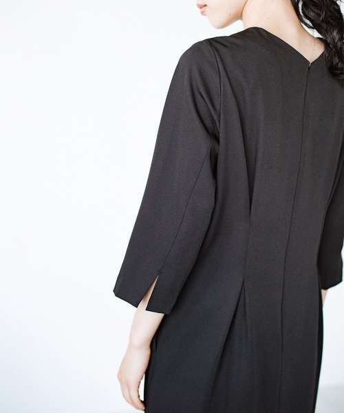 「haco!」 7分袖ワンピース MEDIUM ネイビー レディース_画像4