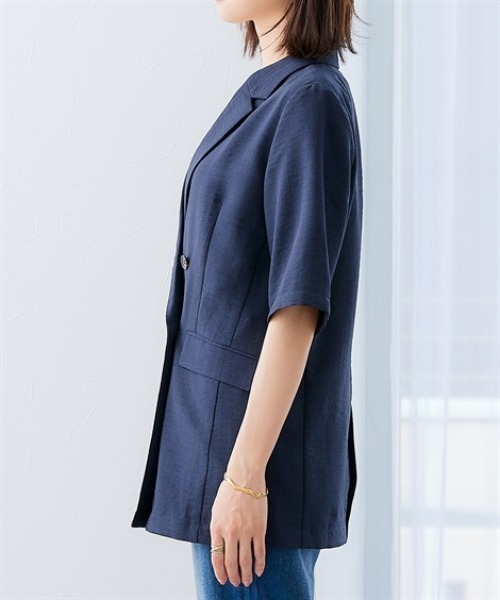 「7days Life Styling」 テーラードジャケット LL ネイビー レディース_画像3