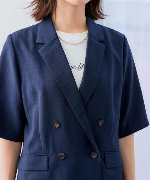 「7days Life Styling」 テーラードジャケット LL ネイビー レディース_画像5