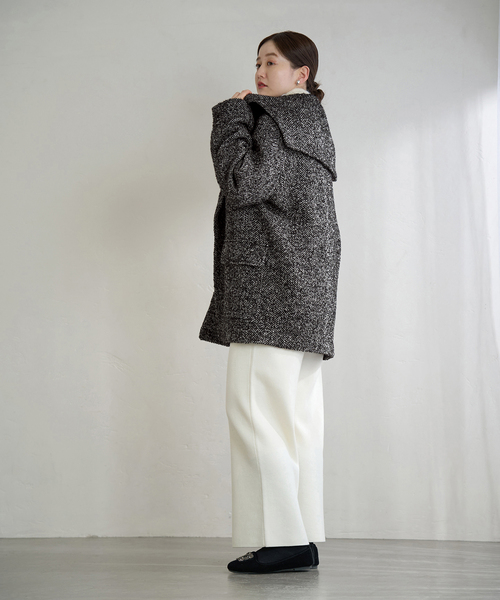 IENA（イエナ） コート アウター ヘリンボンツイードビッグカラー