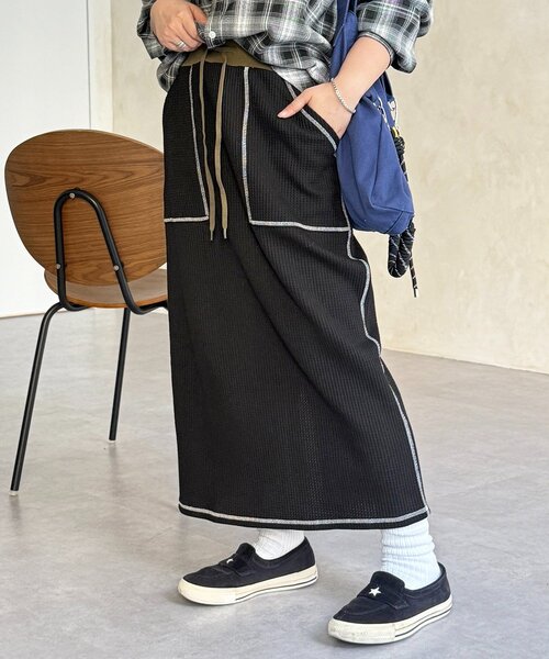 CPCM（シーピーシーエム） スカート ステッチワッフルナロースカート