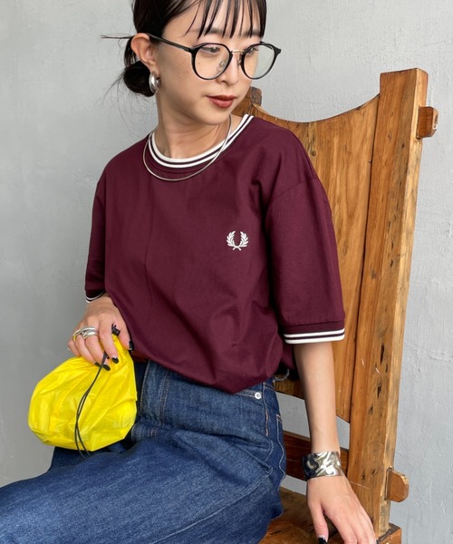 tシャツ 「FRED PERRY/フレッドペリー」 ツインティップライン ワンポイントロゴ刺繍Tシャツ M1588V レディース メンズの画像