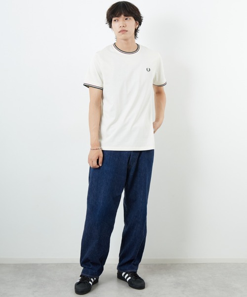 tシャツ 「FRED PERRY/フレッドペリー」 ツインティップライン ワンポイントロゴ刺繍Tシャツ M1588V レディース メンズの画像