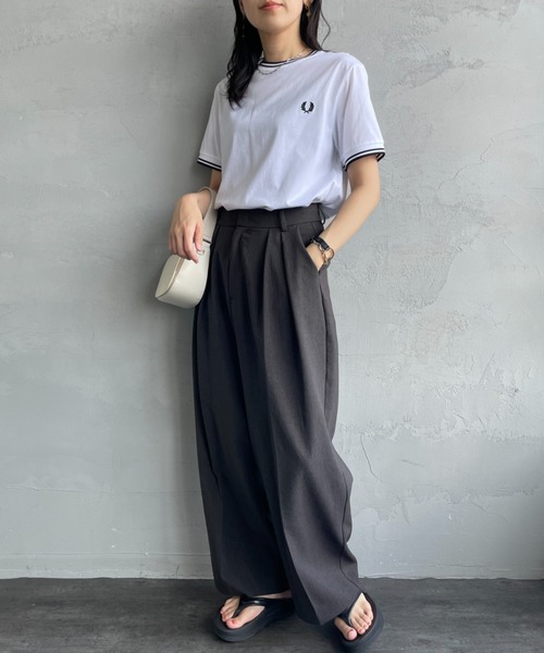 tシャツ 「FRED PERRY/フレッドペリー」 ツインティップライン ワンポイントロゴ刺繍Tシャツ M1588V レディース メンズの画像