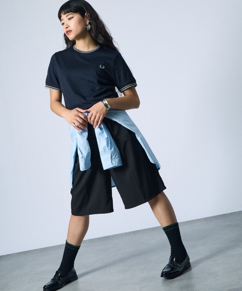 tシャツ 「FRED PERRY/フレッドペリー」 ツインティップライン ワンポイントロゴ刺繍Tシャツ M1588V レディース メンズの画像