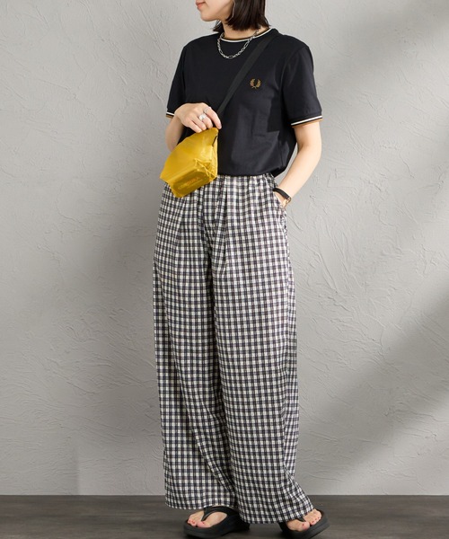 tシャツ 「FRED PERRY/フレッドペリー」 ツインティップライン ワンポイントロゴ刺繍Tシャツ M1588V レディース メンズの画像