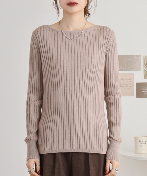 「atONE」 長袖ニット M-L バーガンディー レディース_画像3